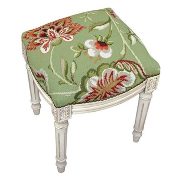 123 Creations 123 Creations C909GWFS Jacobean-Green Needlepoint Stool C909GWFS